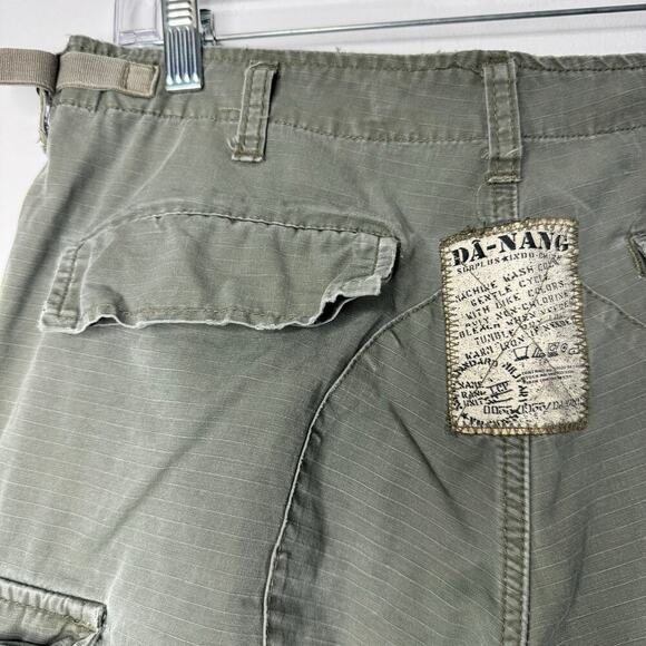 DA-NANG Cargo Dragon Floral Embroidered Pants Green Y2K Low Rise Small - Picture 10 of 11